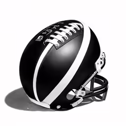 an old football helmet with white lines on it