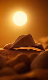 some rocks with the sun behind it