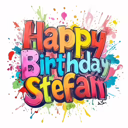 a happy birthday with paint splats