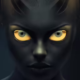 a cat has yellow eyes and black fur