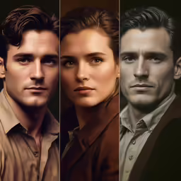 three men in different portraits of each other
