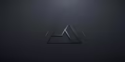 a dark logo with white letters in the middle
