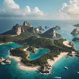 the large island is near the blue water