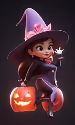 a girl is in a witch costume