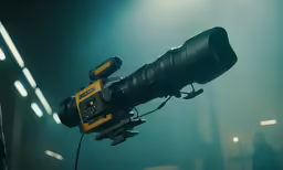 a camera mounted on top of a tripod