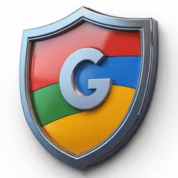a multi colored logo with chrome on the top of it