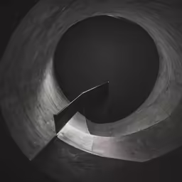 concrete structure with dark lighting and the stairs on either side