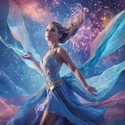a painting of a woman dressed in blue