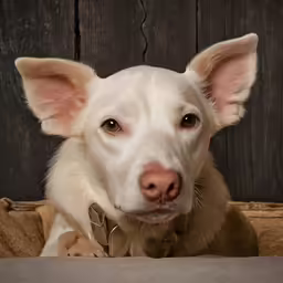 the dog is sitting down by himself