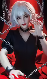 an image of a very creepy woman posing