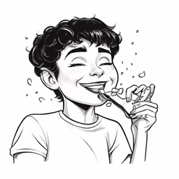 the young boy is brushing his teeth with a toothbrush