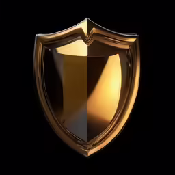 an empty glass shield against a black background