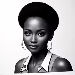 a beautiful young lady with an afro hairdo in a photo