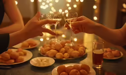 a table filled with white plates and bowls of food