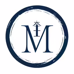 the letter m in a circle with chinese characters