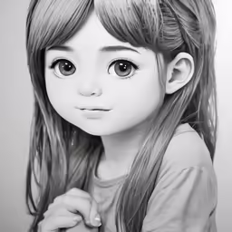 the head of a girl is shown in this drawing
