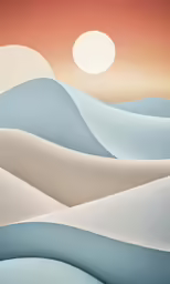 abstract desert sunset painting, with waves