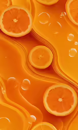 some oranges are floating on top of the liquid