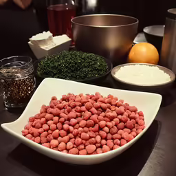 a white dish containing a mixture of cereals