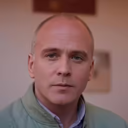 a man looking into the distance with a bald head