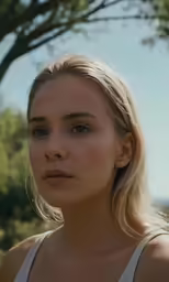 the woman is wearing her hair in a ponytail