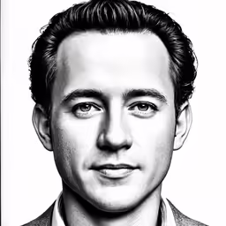 a drawing of a man wearing a suit and tie