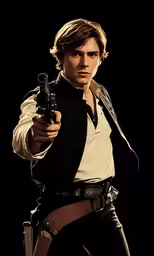 a man in star wars holding a gun and wearing an armor