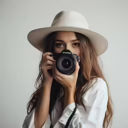a woman with a camera in her hand