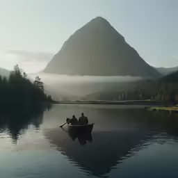 two people on a small boat in the water