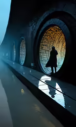 a man standing in front of a tunnel