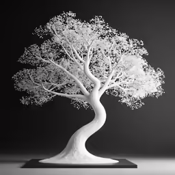 a sculpture of a tree in the shape of a bird on top of it