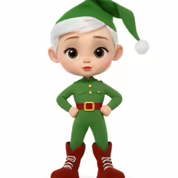 an elf doll wearing red boots and a green hat