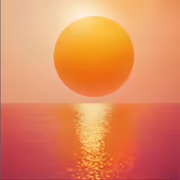 the sun is reflecting off the water with pink hues