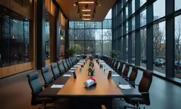 this large meeting room with windows is set up in an empty space