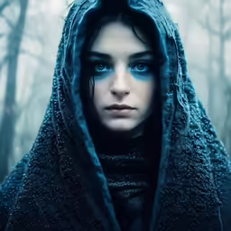the girl in the hooded coat is looking at the camera