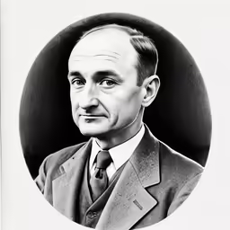 a man in a suit with a tie in a circular picture