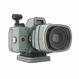 a green camera with the lens on top of it