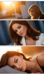 two pictures of the same woman one without her head on the other