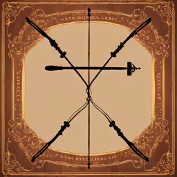 a target, with four arrows on each,an abstract drawing of a stylized archery target with arrows in an octagonal frame