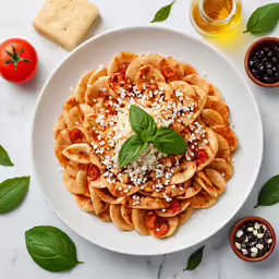 a plate filled with lots of pasta and vegetables