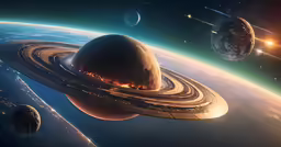 a group of planets surrounded by the sun, and stars