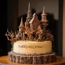a cake that looks like an old cuckooing castle