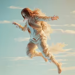 a person is floating through the air