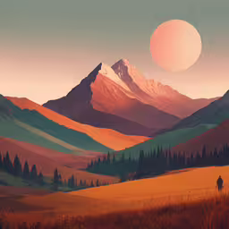 the man is walking on the hill to get closer,a man is walking across an empty field