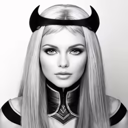 a woman wearing a devil costume with horns and a helmet