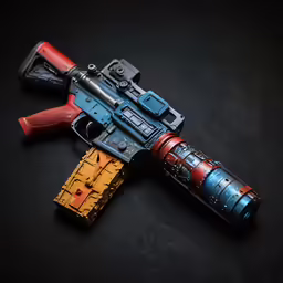 a toy gun made from an old machine gun