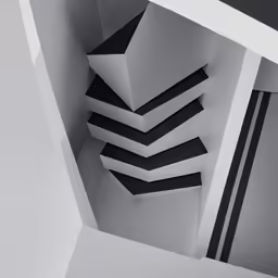 the ceiling in the room is white and black