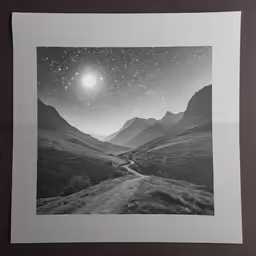 a picture with the stars and a road under it