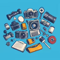cameras and other things sit in a group