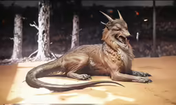 a statue of a furry creature with spikes and horns